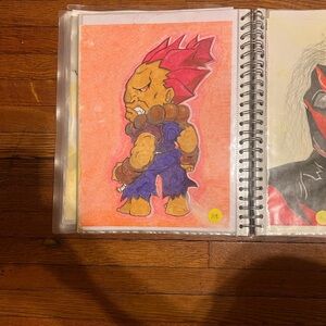 Dynamic Character Illustration with Red and Purple Accents